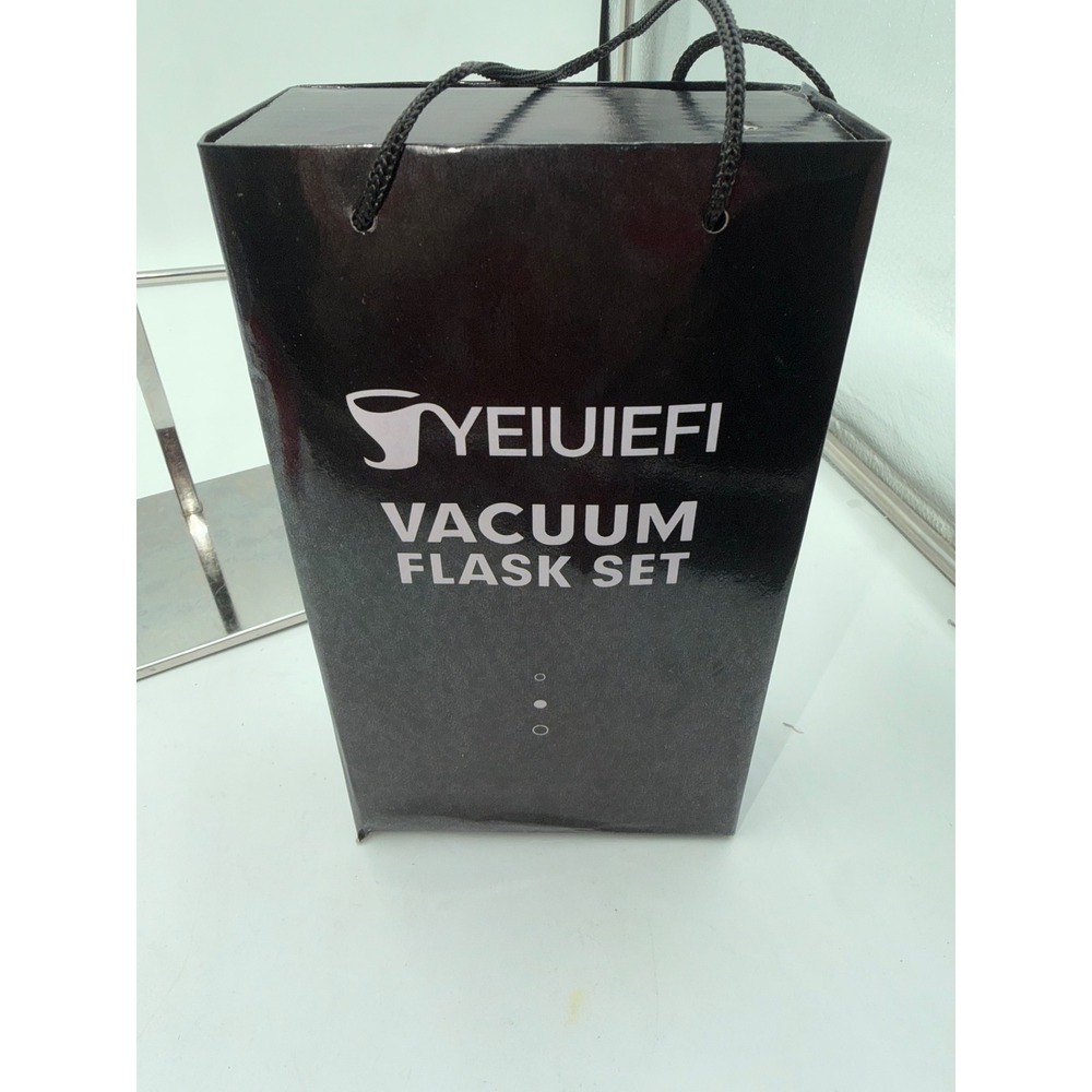 YEIUIEFI Vacuum Flask Set Sage Green Stainless Steel Thermal Bottle with 3 Cups - Picture 4 of 4